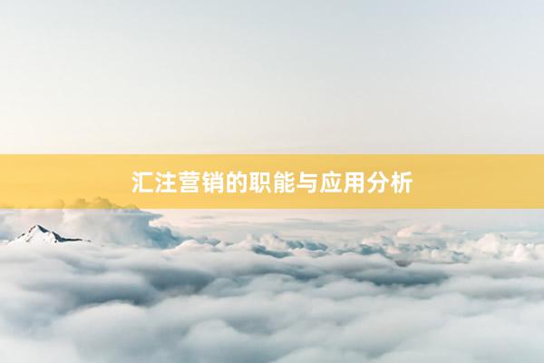 汇注营销的职能与应用分析